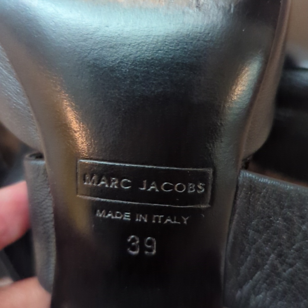 Marc Jacobs Peep Toe Leather Heels Size 8.5-9 USA or 39 EU - Picture 3 of 11